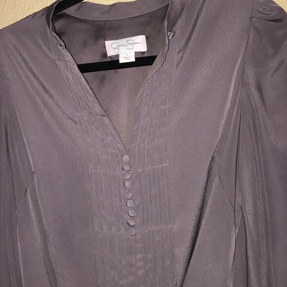 Jessica Simpson Old Money Scandi Preppy Academia Gray Tunic Sequin Belt Dress 8 - Picture 11 of 15